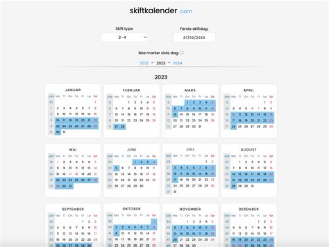 online skiftkalender offshore.